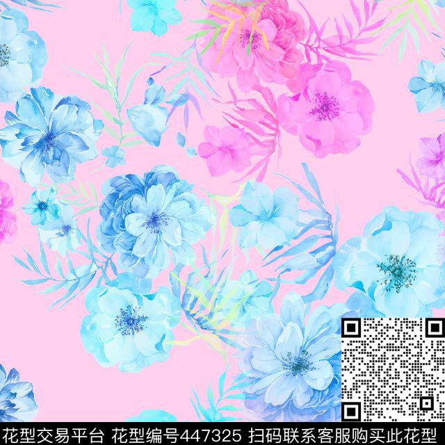 花卉花素雅大气女装中国风数码印花华亿平台下载（图片编号: 447325） - 瓦栏（Walan）