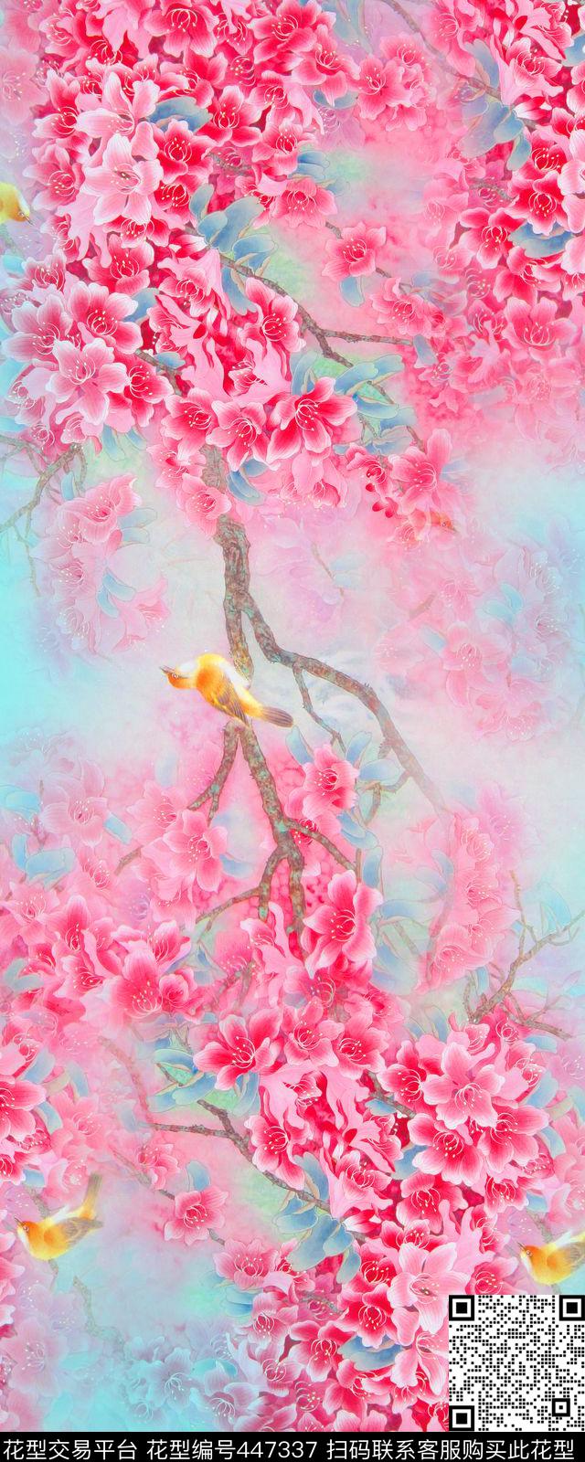 花数码围巾长巾设计素雅数码印花华亿平台下载（图片编号: 447337） - 瓦栏（Walan）