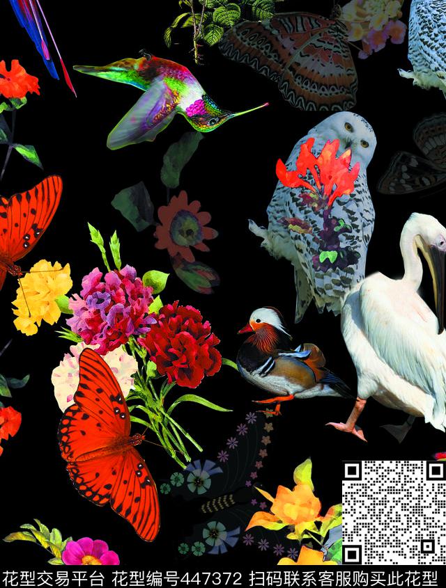 3D花鸟幻彩数码印花华亿平台下载（图片编号: 447372） - 瓦栏（Walan）