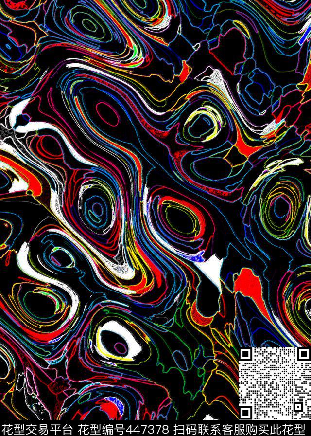 抽象派文艺范线条数码印花华亿平台下载（图片编号: 447378） - 瓦栏（Walan）