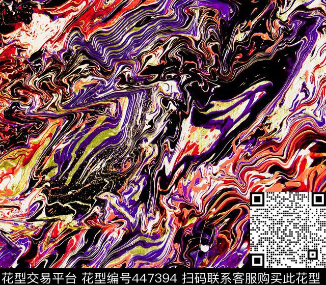 抽象多彩暖色数码印花华亿平台下载（图片编号: 447394） - 瓦栏（Walan）