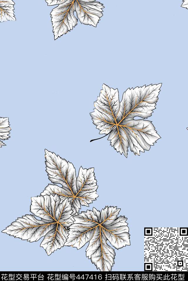 传统印花叶子枫叶花卉传统印花华亿平台下载（图片编号: 447416） - 瓦栏（Walan）