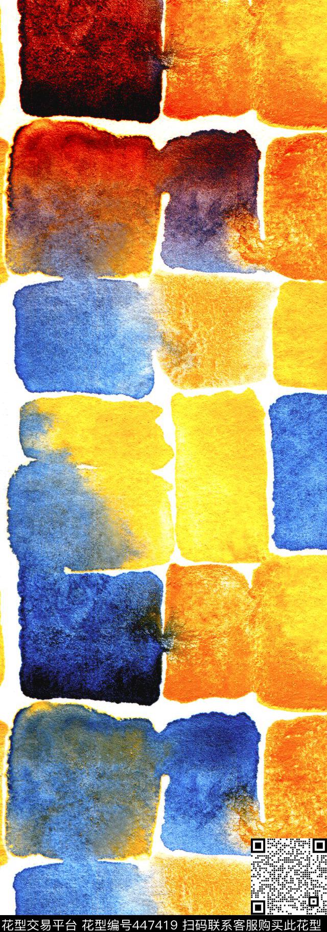 不规则色块多彩想象色彩数码印花华亿平台下载（图片编号: 447419） - 瓦栏（Walan）