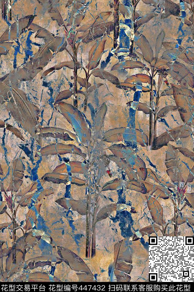 大理石纹理棕榈数码印花华亿平台下载（图片编号: 447432） - 瓦栏（Walan）