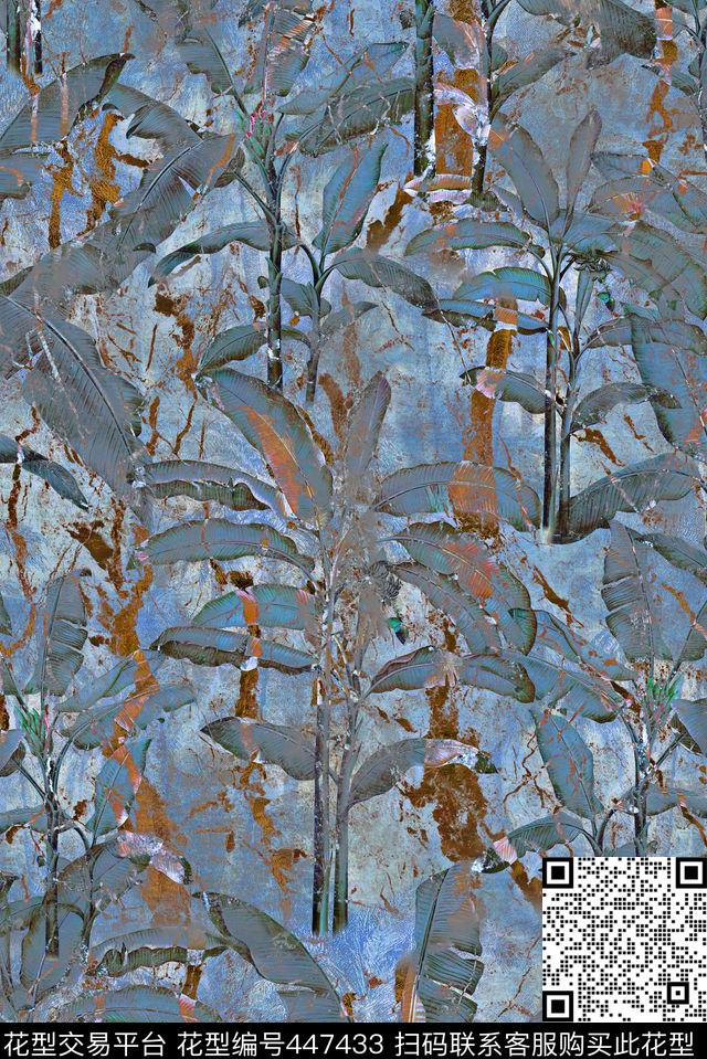 大理石纹理棕榈数码印花华亿平台下载（图片编号: 447433） - 瓦栏（Walan）