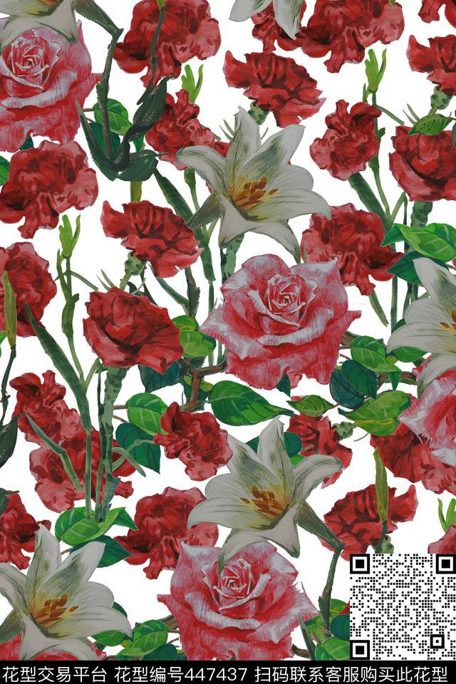 纯手绘复古高端大牌数码印花华亿平台下载（图片编号: 447437） - 瓦栏（Walan）