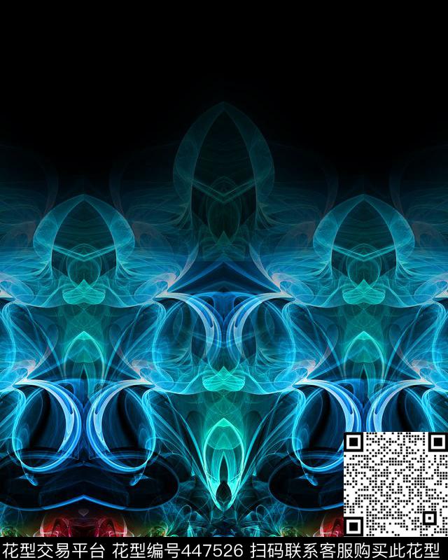 光线抽象烟雾数码印花华亿平台下载（图片编号: 447526） - 瓦栏（Walan）