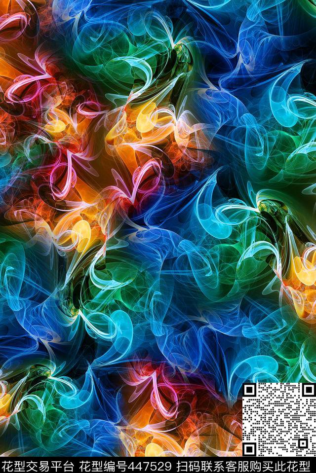 光线烟雾抽象数码印花华亿平台下载（图片编号: 447529） - 瓦栏（Walan）