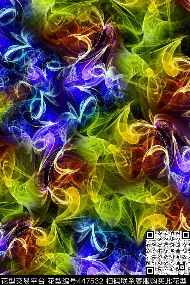 光线烟雾抽象数码印花华亿平台下载（图片编号: 447532） - 瓦栏（Walan）