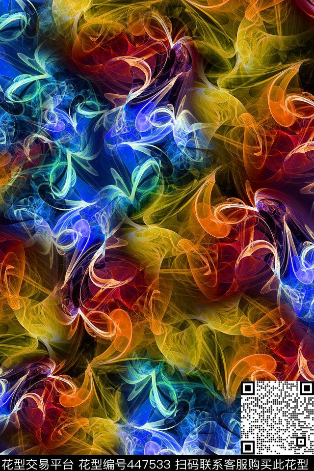 光线烟雾抽象数码印花华亿平台下载（图片编号: 447533） - 瓦栏（Walan）