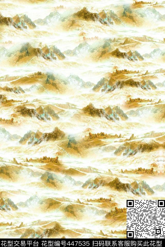 雪山景观风景数码印花华亿平台下载（图片编号: 447535） - 瓦栏（Walan）