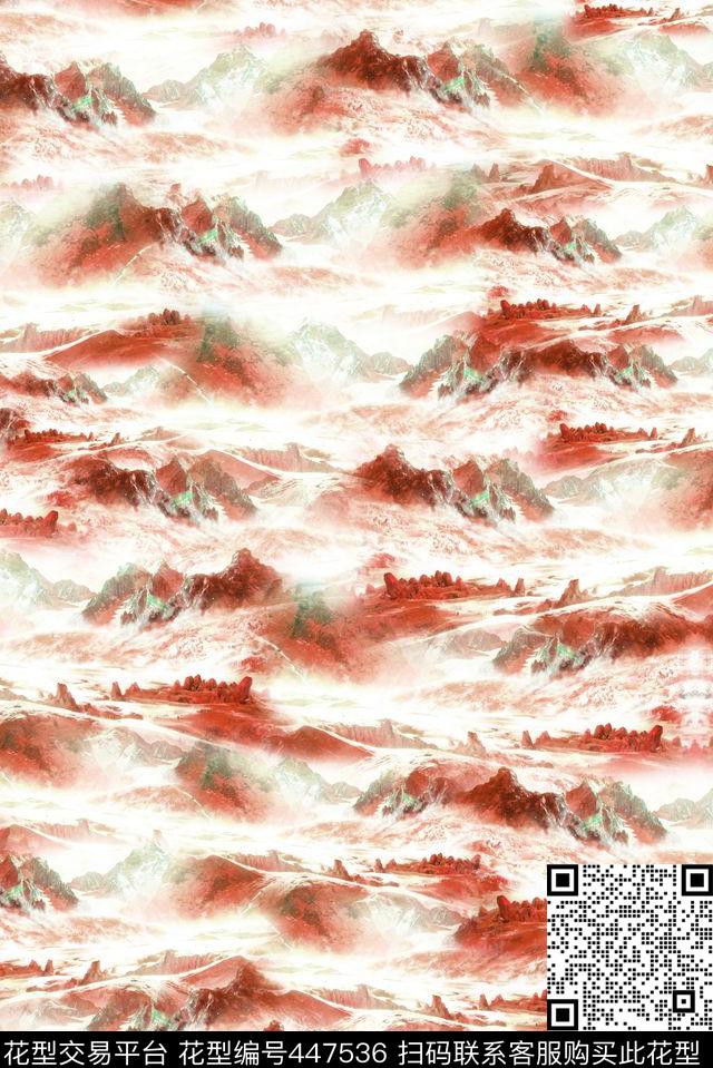 雪山景观风景数码印花华亿平台下载（图片编号: 447536） - 瓦栏（Walan）