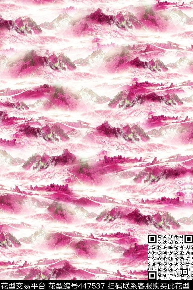雪山景观风景数码印花华亿平台下载（图片编号: 447537） - 瓦栏（Walan）