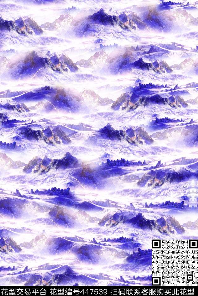 雪山景观风景数码印花华亿平台下载（图片编号: 447539） - 瓦栏（Walan）