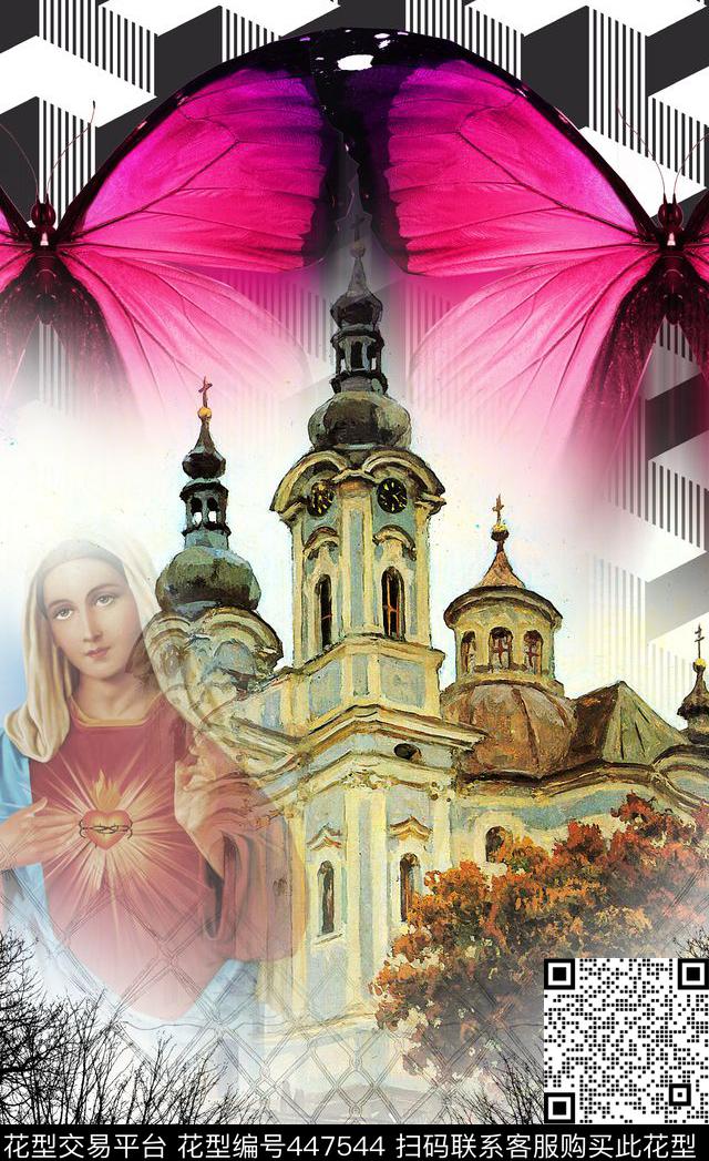 城堡定位时尚女装动物数码印花华亿平台下载（图片编号: 447544） - 瓦栏（Walan）