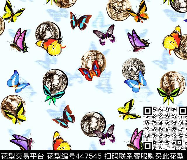 彩蝶蝴蝶希腊数码印花华亿平台下载（图片编号: 447545） - 瓦栏（Walan）
