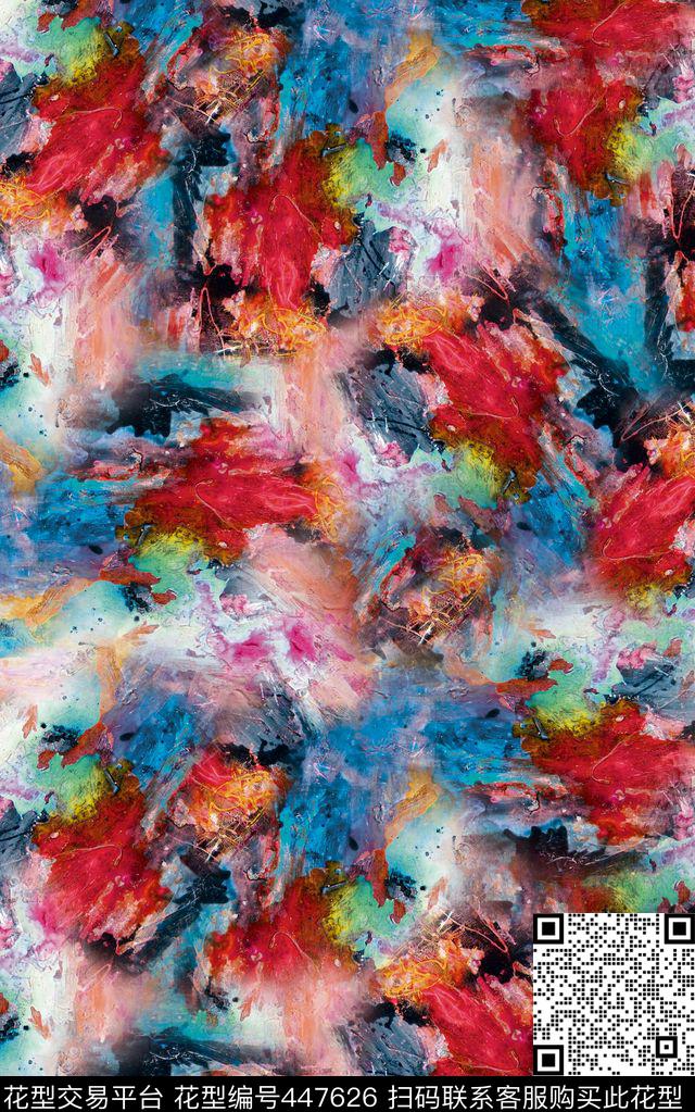 抽象迷彩油画数码印花华亿平台下载（图片编号: 447626） - 瓦栏（Walan）