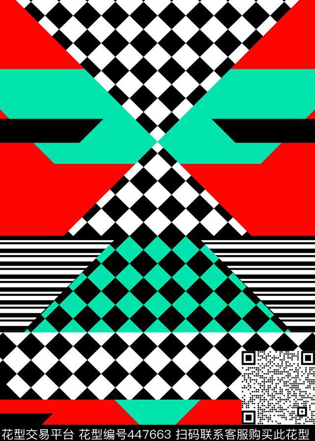 几何大色块菱形格传统印花华亿平台下载（图片编号: 447663） - 瓦栏（Walan）