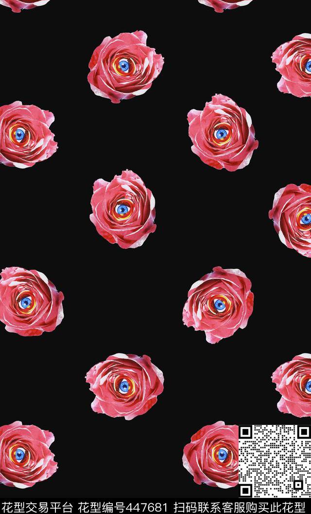 潮流女装创意个性花卉组合数码印花华亿平台下载（图片编号: 447681） - 瓦栏（Walan）
