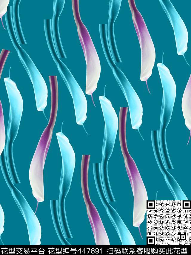 纯色底花卉时尚简约数码印花华亿平台下载（图片编号: 447691） - 瓦栏（Walan）