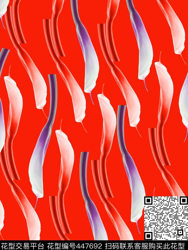 纯色底花卉时尚简约数码印花华亿平台下载（图片编号: 447692） - 瓦栏（Walan）