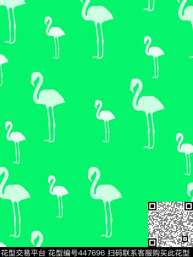 火烈鸟鸟时尚简约传统印花华亿平台下载（图片编号: 447696） - 瓦栏（Walan）