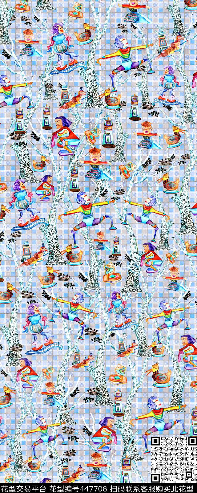 荒诞怪异风卡通人物数码印花华亿平台下载（图片编号: 447706） - 瓦栏（Walan）