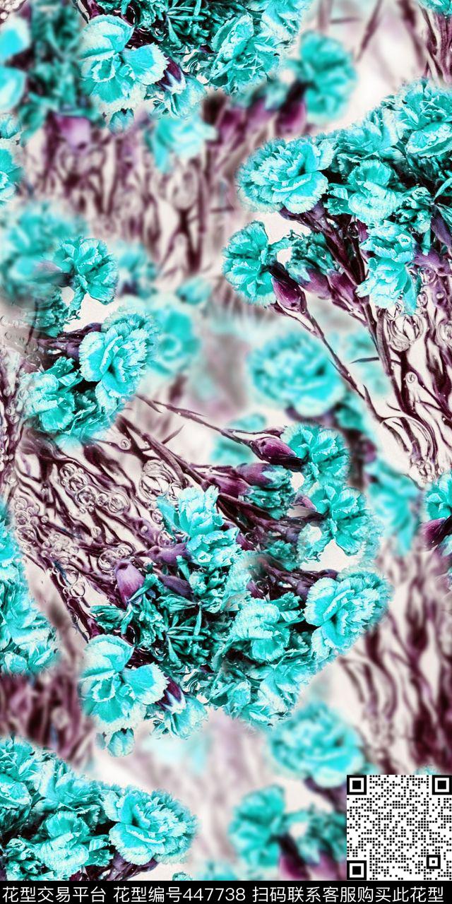 时尚朦胧花卉红色服装丝巾时尚创意F-S服装（花卉）数码印花华亿平台下载（图片编号: 447738） - 瓦栏（Walan）