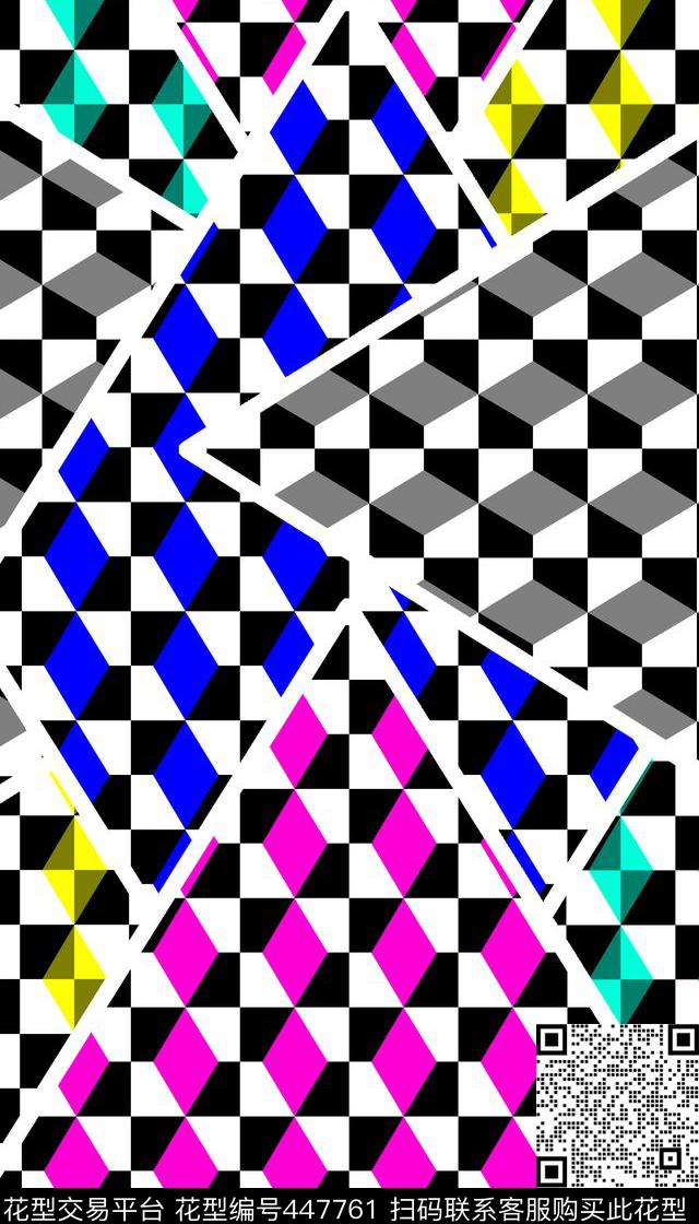 抽象格子几何传统印花华亿平台下载（图片编号: 447761） - 瓦栏（Walan）