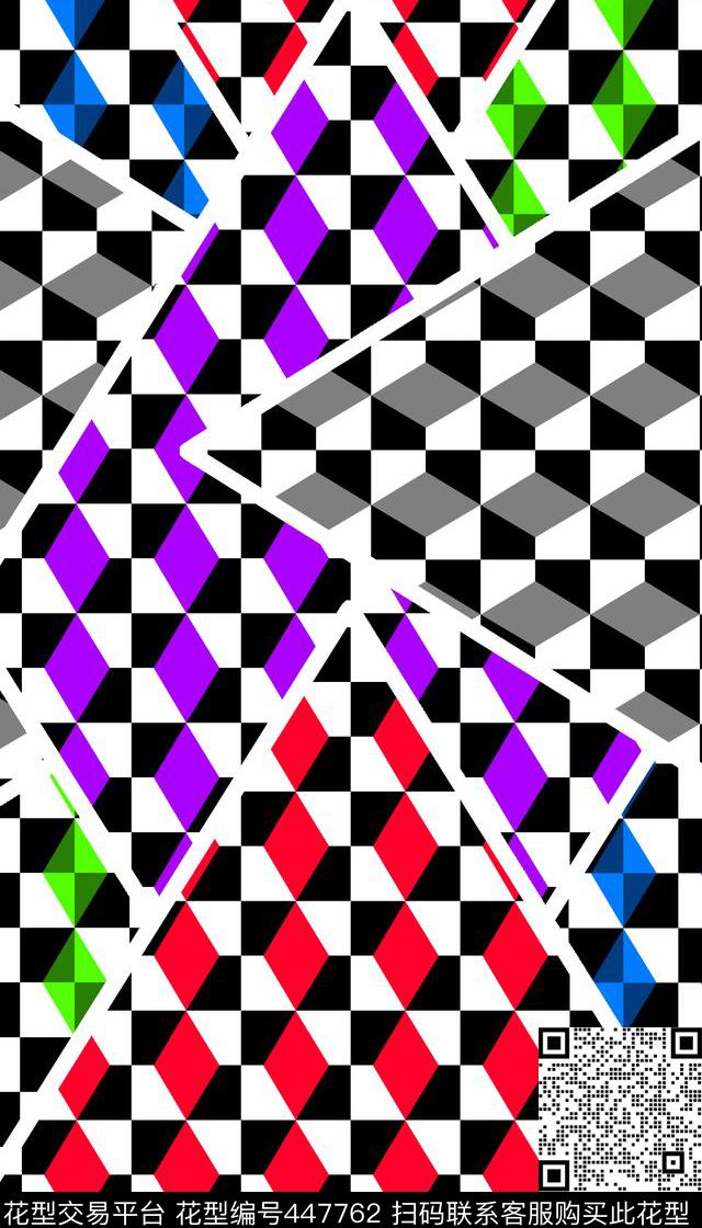 抽象格子几何传统印花华亿平台下载（图片编号: 447762） - 瓦栏（Walan）