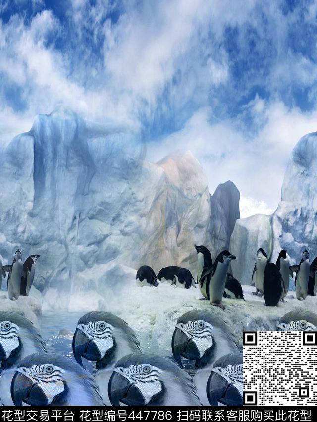 冰川夸张鸟传统印花华亿平台下载（图片编号: 447786） - 瓦栏（Walan）