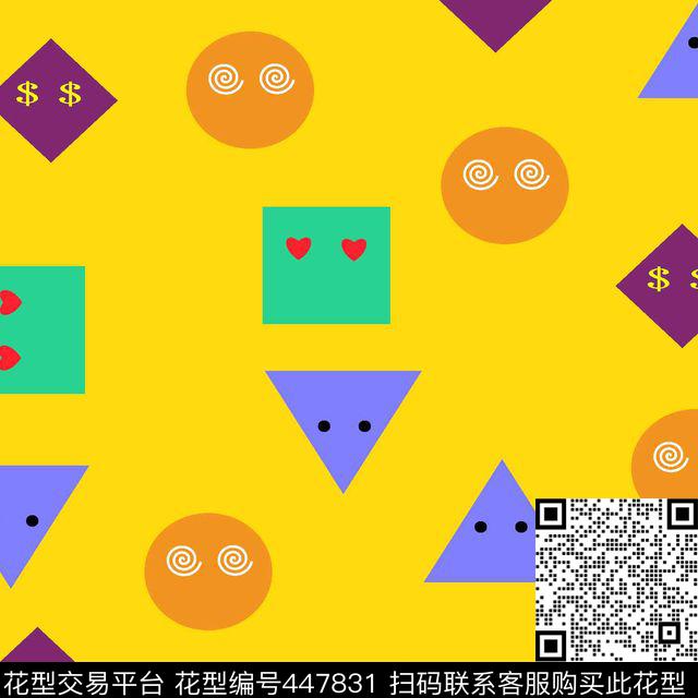 儿童几何表情传统印花华亿平台下载（图片编号: 447831） - 瓦栏（Walan）