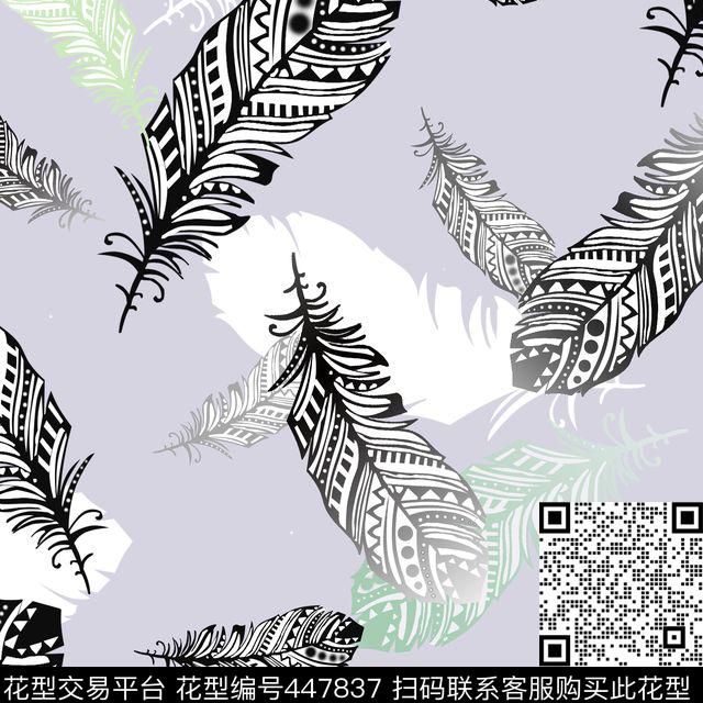 时尚羽毛简单数码印花华亿平台下载（图片编号: 447837） - 瓦栏（Walan）