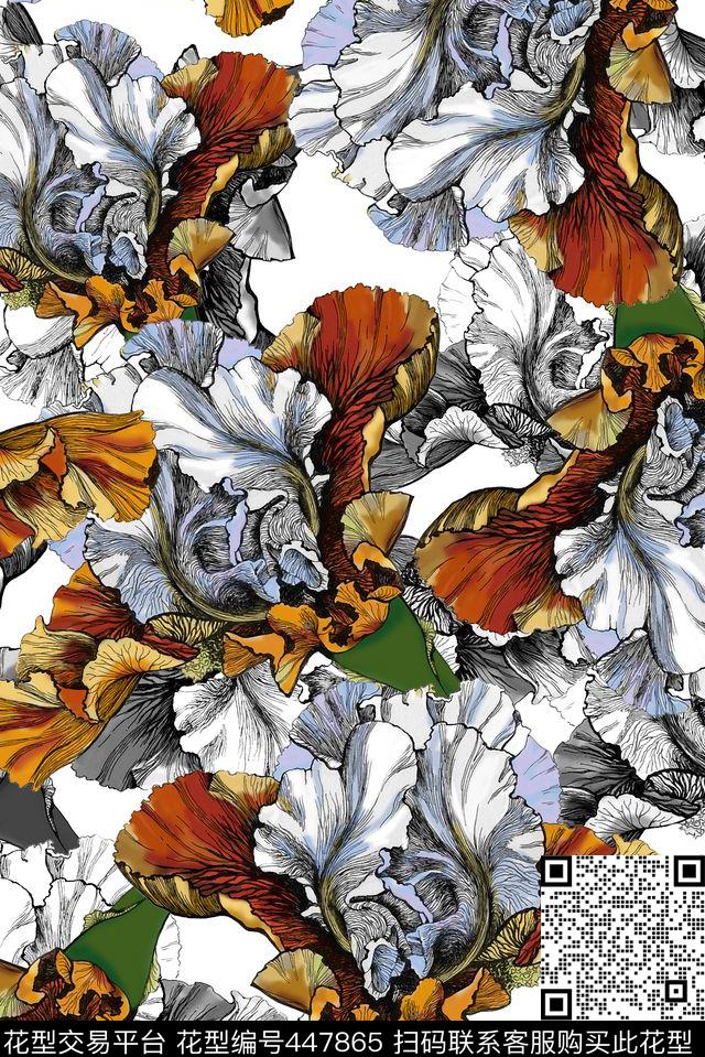 花卉花朵欧式花卉数码印花华亿平台下载（图片编号: 447865） - 瓦栏（Walan）