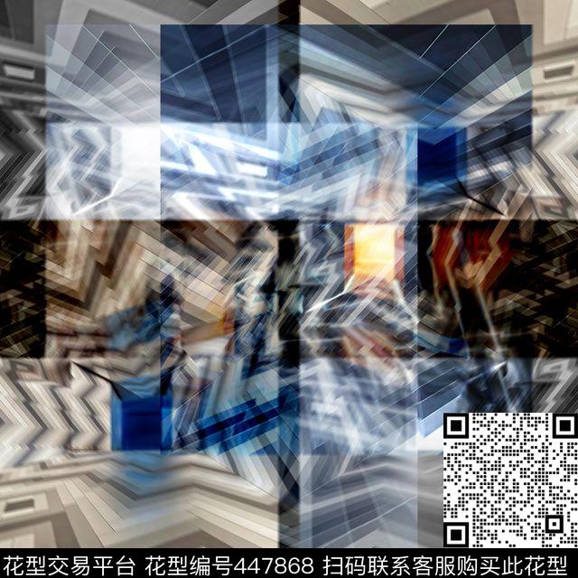 男装几何抽象数码印花华亿平台下载（图片编号: 447868） - 瓦栏（Walan）