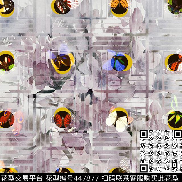 波点蝴蝶数码印花华亿平台下载（图片编号: 447877） - 瓦栏（Walan）