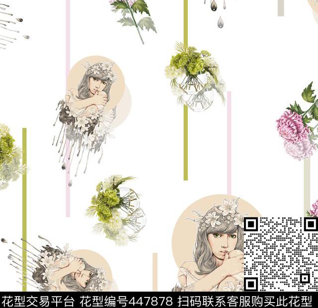 花朵玫瑰花美女数码印花华亿平台下载（图片编号: 447878） - 瓦栏（Walan）