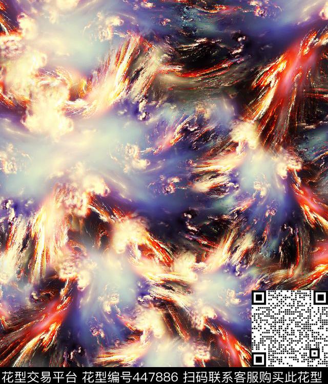 潮流抽象男装数码印花华亿平台下载（图片编号: 447886） - 瓦栏（Walan）