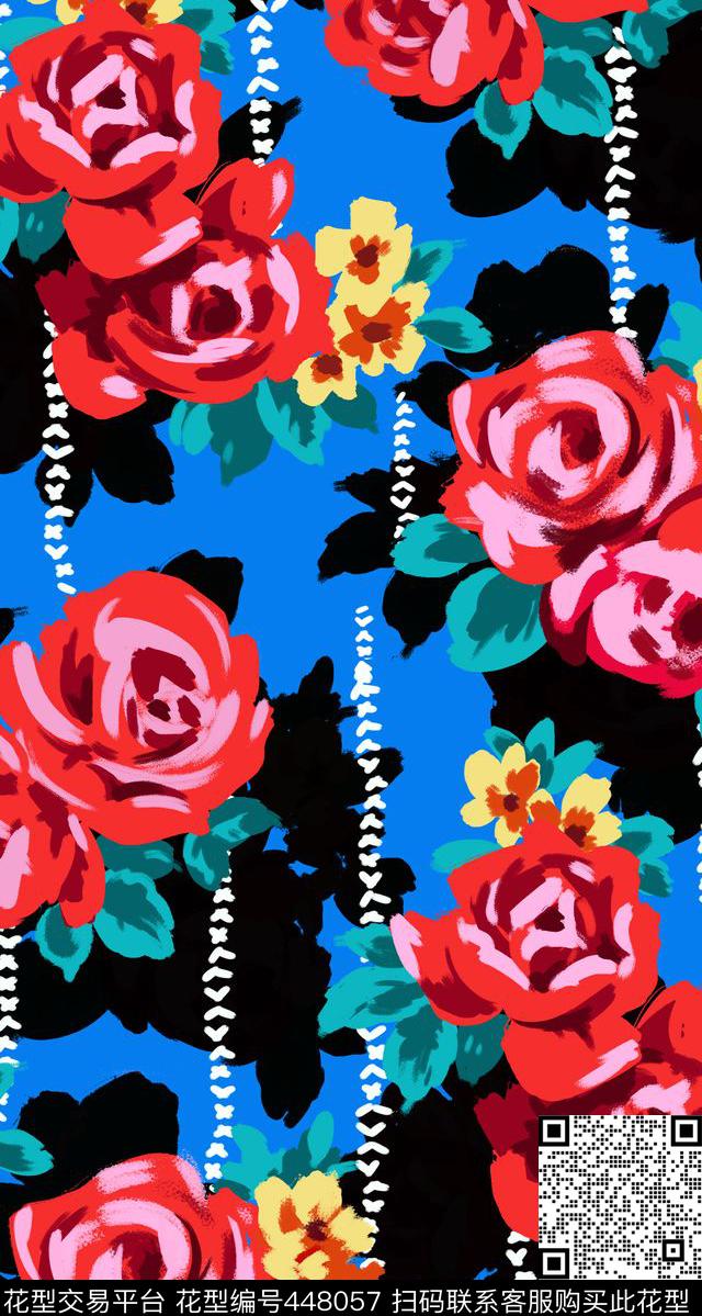 复古大牌手绘花卉传统印花华亿平台下载（图片编号: 448057） - 瓦栏（Walan）