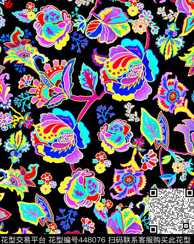 民族风佩兹利四方连续传统印花华亿平台下载（图片编号: 448076） - 瓦栏（Walan）