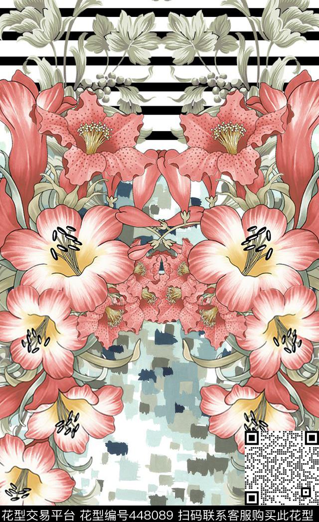 百合花大花华亿平台定位数码印花华亿平台下载（图片编号: 448089） - 瓦栏（Walan）