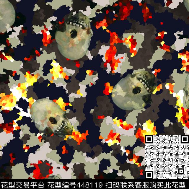 骷髅元素纪梵希GIVENCHY迷彩数码印花华亿平台下载（图片编号: 448119） - 瓦栏（Walan）