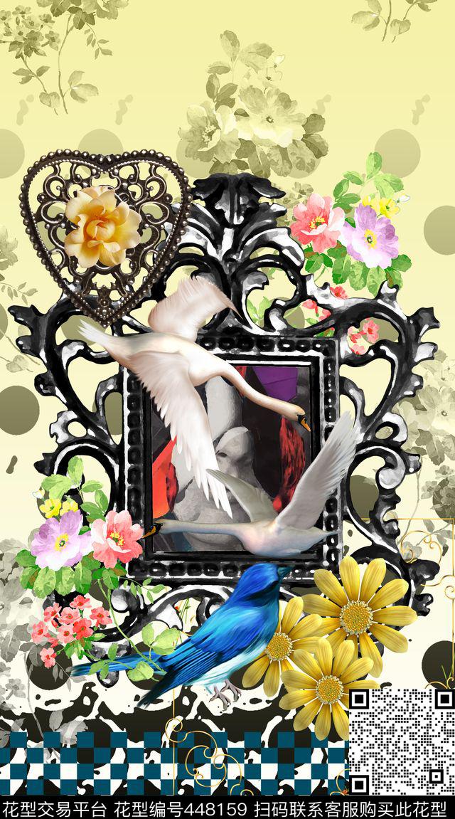 波点定位格子数码印花华亿平台下载（图片编号: 448159） - 瓦栏（Walan）