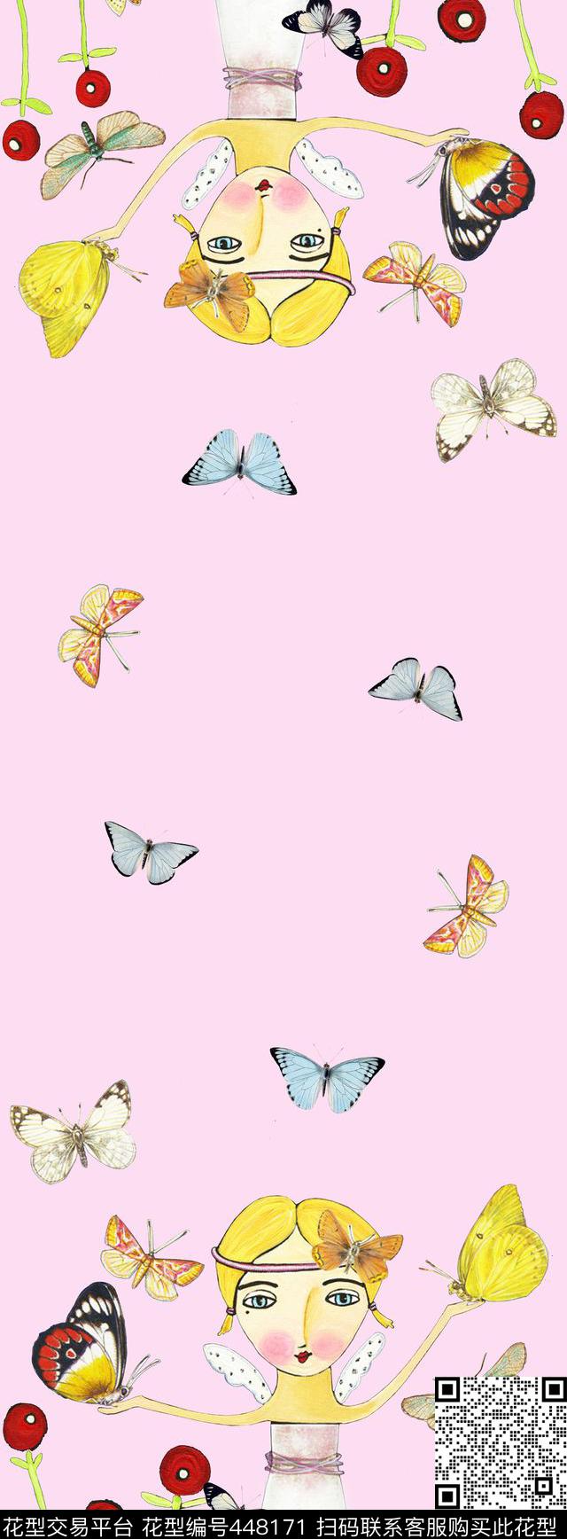 儿童蝴蝶女孩传统印花华亿平台下载（图片编号: 448171） - 瓦栏（Walan）