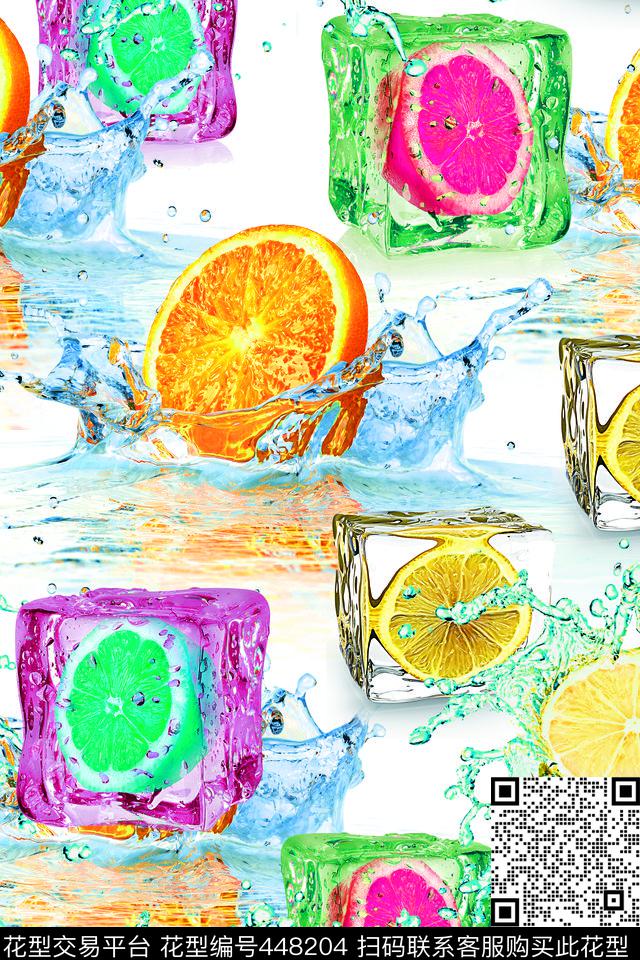 冰块创意柠檬数码印花华亿平台下载（图片编号: 448204） - 瓦栏（Walan）