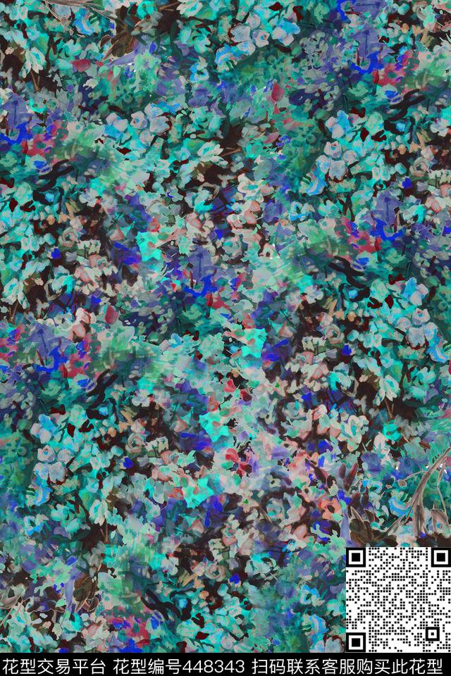 中国风涂鸦抽象数码印花华亿平台下载（图片编号: 448343） - 瓦栏（Walan）