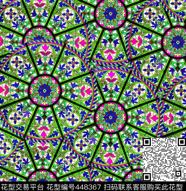 花卉几何欧式数码印花华亿平台下载（图片编号: 448367） - 瓦栏（Walan）