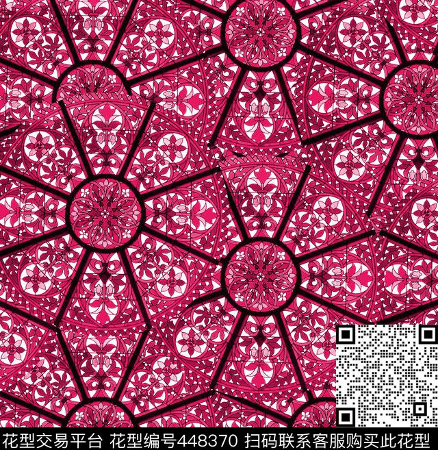 花卉几何欧式数码印花华亿平台下载（图片编号: 448370） - 瓦栏（Walan）