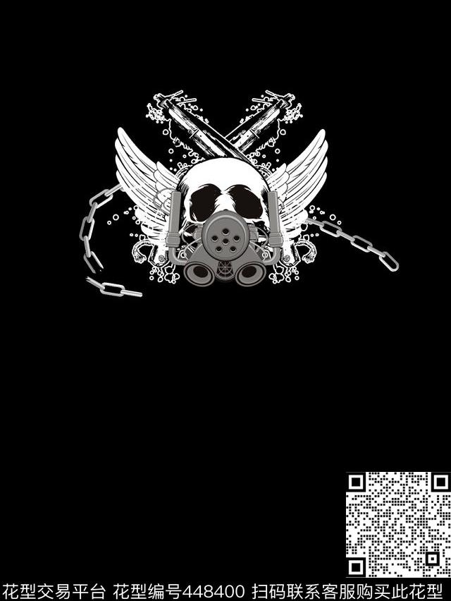 定位骷髅双枪骷髅头铁链数码印花华亿平台下载（图片编号: 448400） - 瓦栏（Walan）