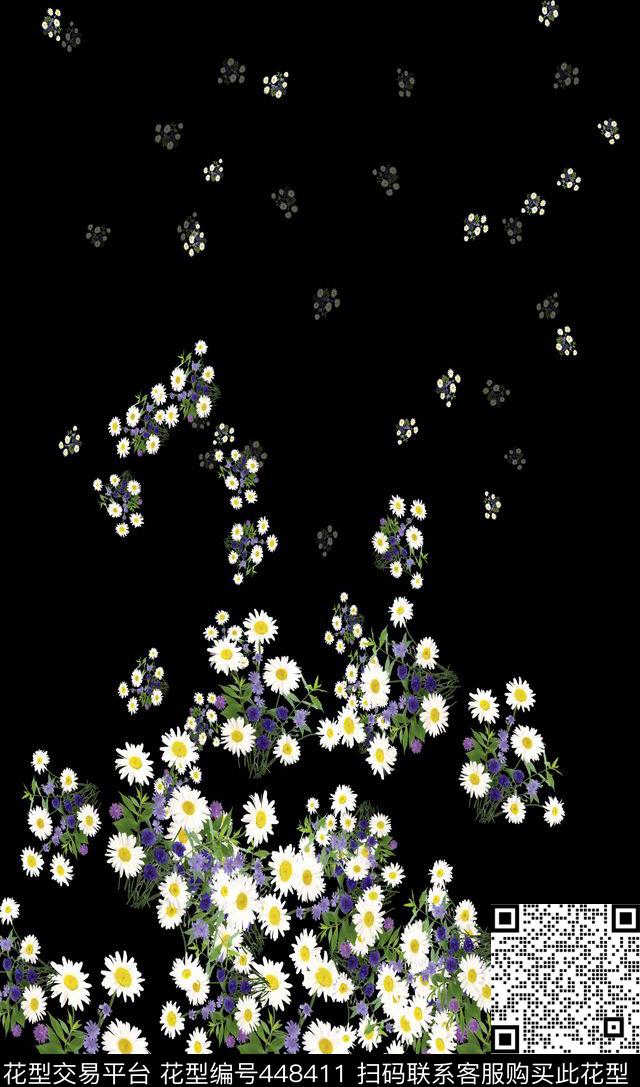 白野菊定位花服装数码印花华亿平台下载（图片编号: 448411） - 瓦栏（Walan）